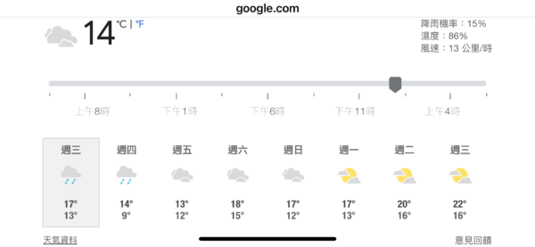 圖／Google天氣